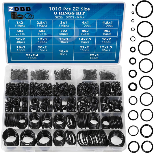 TWCC 770 Pcs Rubber O Rings Kit, 18 Size Metric NBR Washer Gasket Sealing Assortment Kit, for Plumbing Faucet, Automotive, Air or Gas Connections, General Repair with Storage Box. Black