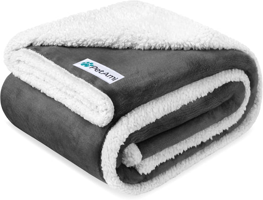 Waterproof Dog Blanket for Small Medium Dog, Pet Puppy Blanket Couch Cover Protection, Sherpa Fleece Cat Blanket Washable Throw Couch Sofa Bed Furniture Protector Reversible Soft 29X40 Charcoal